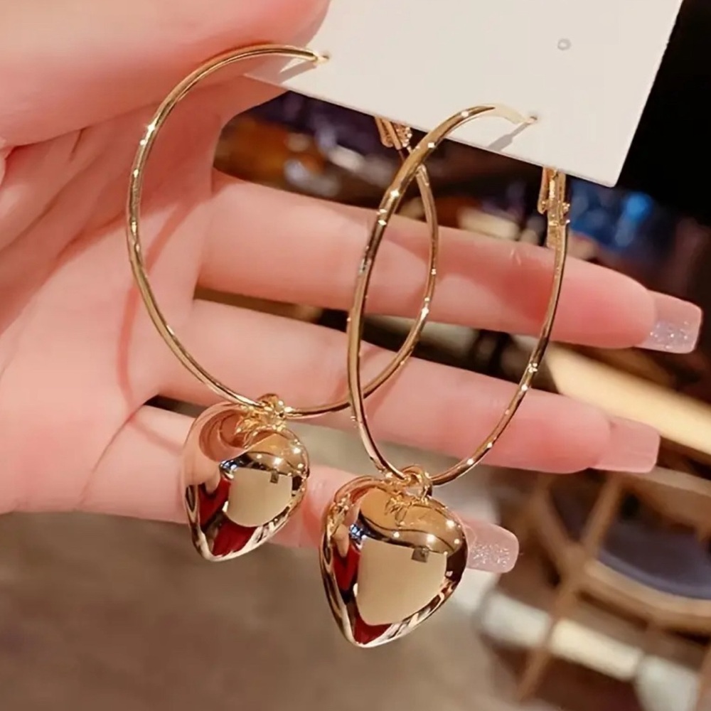 Heart Drop Hoop Hoop Earrings